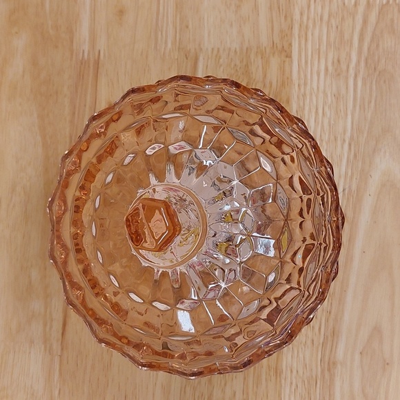 Pink Art Glass Lided Candy/ trinket Dish Compote Vintage MCM - Picture 2 of 4